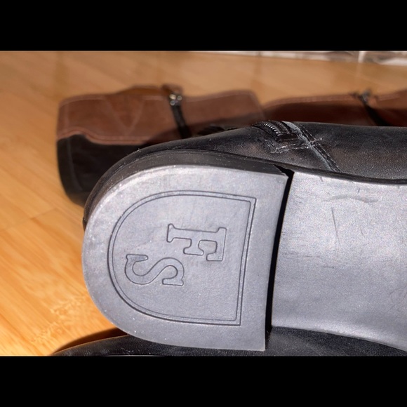 Franco Sarto Leather Corbeit 2 Black/Brown Knee High Riding Boots size 6M - Picture 14 of 16